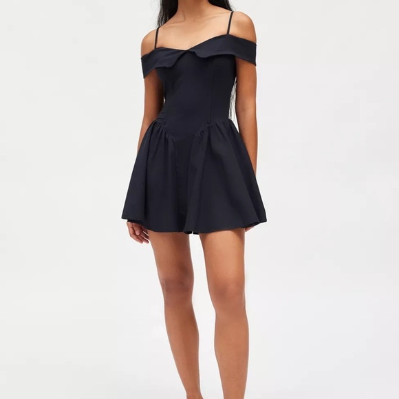 Kimchi Beatrice Black Fit and Flare Mini Dress Off-Shoulder Black‼️FINAL SALE - Picture 1 of 8